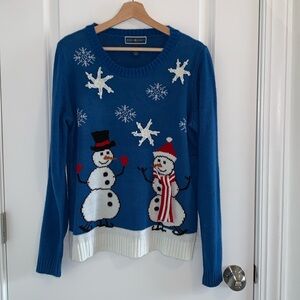 Karen Scott snowmen sweater. Perfect for Christmas or all winter long! Size L
